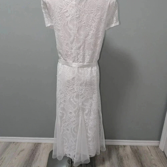 Candalite white lace long formal dress flowy princess bottom fairy - Picture 2 of 5